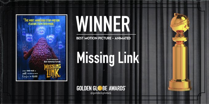 Missing Link won Golden Globe Awards for Best Motion Picture - Animated