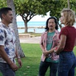 Magnum P.I. Season 2 Episode 14 Bobby Lee as Jin Jeong, Jay Hernandez as Thomas Magnum, and Perdita Weeks as Juliet Higgins in season 2 episode 14 (Photo: Karen Neal © 2019 CBS Broadcasting, Inc)