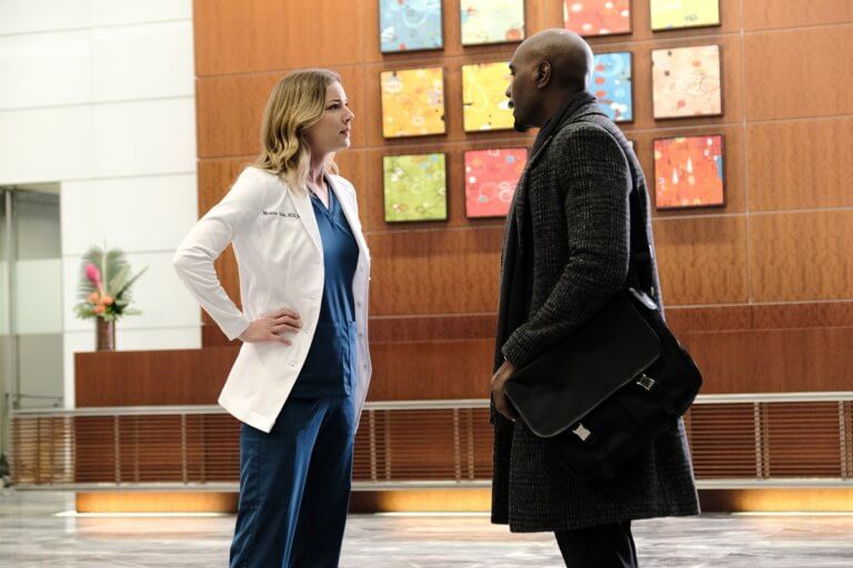 Emily Van Camp and Morris Chestnut in season 3 episode 15 (Photo by Guy D Alema © 2020 Fox Media LLC)