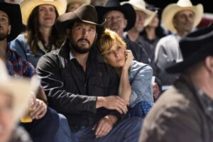 (L-R) Cole Hauser as Rip Wheeler and Kelly Reilly as Beth Dutton. Episode 3 of Yellowstone