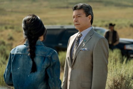 Yellowstone season 3 Episode 6 - “All for Nothing” (L-R) Kelsey Asbille as Monica Dutton and Gil Birmingham as Thomas Rainwater.