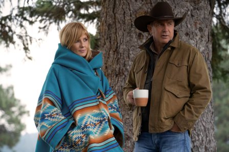Yellowstone season 3 Episode 6 - “All for Nothing”.jpg (L-R) Kelly Reilly as Beth Dutton and Kevin Costner as John Dutton.