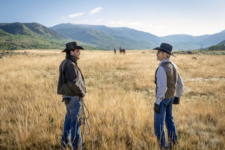 (L-R) Cole Hauser as Rip Wheeler and Forrie J. Smith as Lloyd. Episode 8 of Yellowstone Yellowstone season 3 - “I Killed a Man Today” Premieres August 9th at 9 P.M.