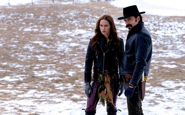 Wynonna Earp played by Melanie Scrofano and Doc Holliday, played by Tim Rozon, stars on Wynonna Earp Season 4 Episode 5