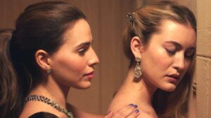 FILTHY RICH: L-R: Melia Kreiling and Olivia Macklin in the "2 Corinthians 3:17" episode of FILTHY RICH airing Monday, Nov. 9 (9:00-10:00 PM ET/PT) on FOX. ©2020 Fox Media LLC. CR: FOX.