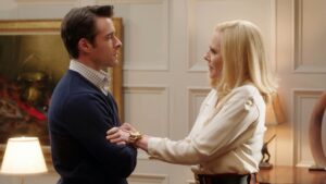 FILTHY RICH: L-R: Corey Cott and Kim Cattrall in the "2 Corinthians 3:17" episode of FILTHY RICH airing Monday, Nov. 9 (9:00-10:00 PM ET/PT) on FOX. ©2020 Fox Media LLC. CR: FOX.