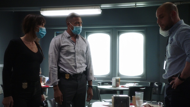 NCIS New Orleans Season 7 Episode 2. Pictured L-R Vanessa Ferlito as Special Agent Tammy Gregorio and Charles Michael Davis as Special Agent Quentin Carter