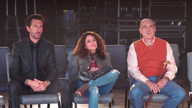 FILTHY RICH: L-R: Aaron Lazar, guest star Alanna Ubach and guest star Kenny Alfonso in the "2 Corinthians 3:17" episode of FILTHY RICH airing Monday, Nov. 9 (9:00-10:00 PM ET/PT) on FOX. ©2020 Fox Media LLC. CR: FOX.