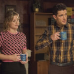 Riverdale’-Season-5-Episode-6-Lili-Reinhart-as-Betty-Cooper-and-Casey-Cott-as-Kevin-Keller-in-the-FBI-Office-drinking-Coffee