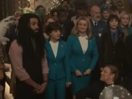 Snowpiercer Season 2 Episode 4 Layton (Daveed Diggs), with Zarah (Sheila Vand) and Ruth (Alison Wright) welcome Wilford (Sean Bean) Photos