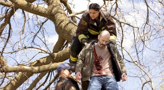 Chicago Fire Season 9 Episode 13 Photos Jesse Spencer as Matthew Casey, Miranda Rae Mayo as Stella Kidd