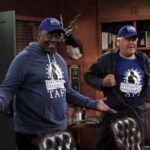 Jonathan Adams and guest star Jay Leno in last man standing season 9 episode 19 Photos