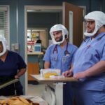 CHANDRA WILSON, JAKE BORELLI, ZAVIER SINNETT Greys Anatomy Season 17 Episode 17 Photos