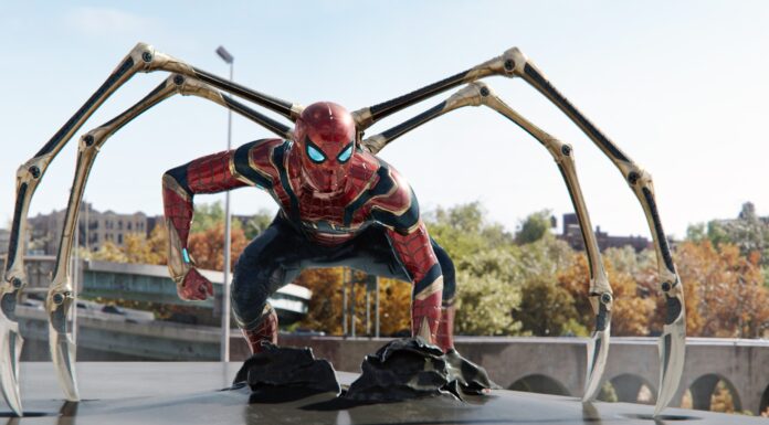 SPIDER-MAN: NO WAY HOME, Tom Holland as Spider-Man, 2021.