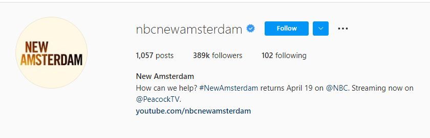  the official Instagram account of New Amsterdam.