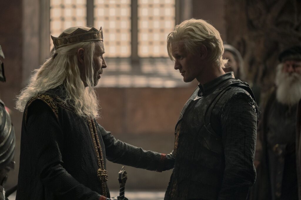 House of the Dragon Episode 4 Photo - King Viserys (Paddy-Considine) Daemon- (Matt-Smith)