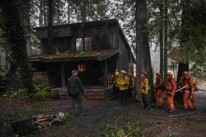Fire Country Episode 12 Two pink lines Team outside hut