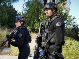 SWAT season 6 episode 12 Anna Enger Ritch as Zoe Powell and Shemar Moore as Hondo-