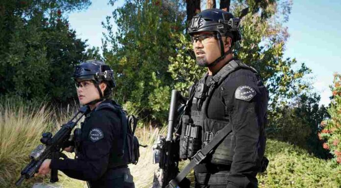 SWAT season 6 episode 12 Anna Enger Ritch as Zoe Powell and Shemar Moore as Hondo-