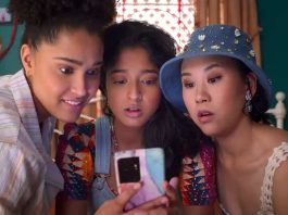 Never Have I Ever S4 - left to right - Lee Rodriguez, Maitreyi Ramakrishnan and Ramona Young-