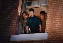 Young Sheldon Season 7 Episode 5 Pictured (L-R): CJ Hoff as Joaquin, Iain Armitage as Sheldon Cooper, and Motoki Maxted as Evan.
