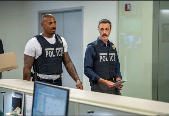 Law & Order. Season 24 Episode 1 recap Det. Jalen Shaw (Mehcad Brooks) and Det. Vincent Riley (Reid Scott) (1)