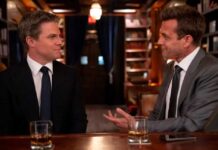 Suits La Season 1 Episode 9 Recap & Ending Explained: Bat Signal 'Suits LA' Episode 9 Stephen Amell as Ted Black, Gabriel Macht as Harvey Specter-compressed