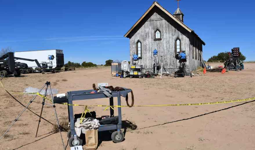 Investigators seal off after the on-set accident- 
