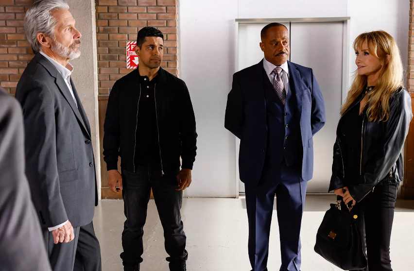 NCis season 22 episode 20 Gary Cole, Wilmer Valderrama, Rocky Carroll, and Rebecca De Morna- 