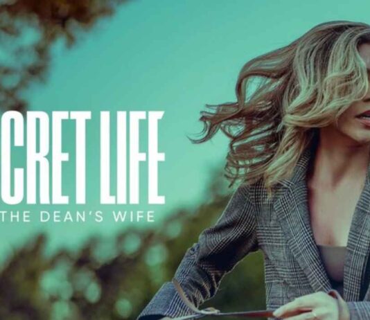 LIFETIME’S SECRET LIFE OF THE DEAN’S WIFE FILMING LOCATIONS REVEALED Kate Watson in a university office setting from Secret Life of the Dean’s Wife, filmed in Los Angeles.