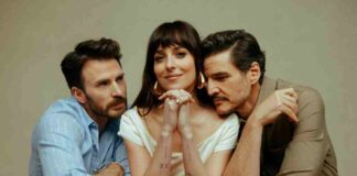 Materialists (2025) Filming Locations – Where Was The Movie Shot? Pedro Pascal, Chris Evans, and Dakota Johnson in Materialists (2025)